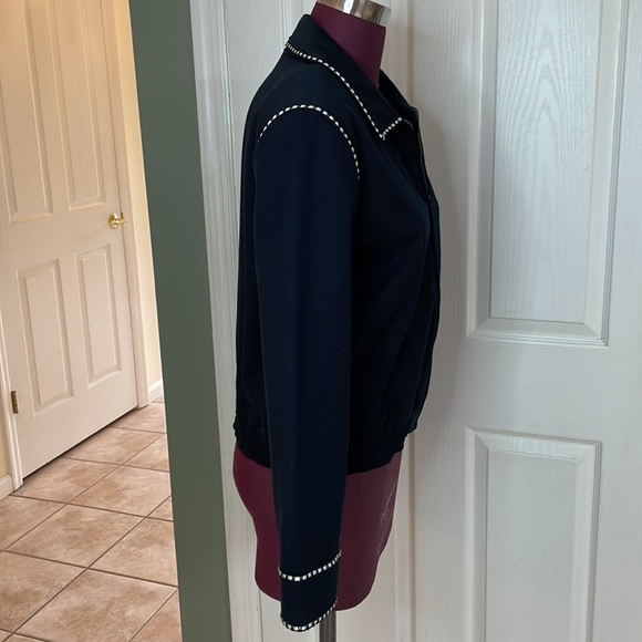 St John Sport by Marie Gray zip up jacket white stitch trim in Onyx size L - Picture 5 of 13